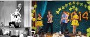 Автор - Ольга Ракова. На фото: выпускники 1987 года на сцене актового зала школы №2, выпускники 2014 года на той же самой сцене